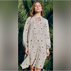 NATALIE MARTIN Lizzy Short Dress Size XS Neutral Flowy Boho Chic Festival Floral